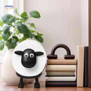 SheepRoll holder displayed on desk or bathroom shelf, versatile paper roll storage.