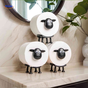 SheepRoll sheep-shaped toilet paper holder in cream white, functional bathroom storage.