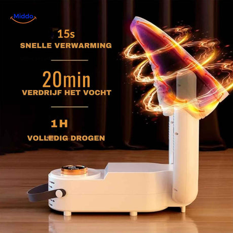 Shoe dryer with fast heating and complete drying with timer.