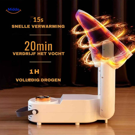 Shoe dryer with fast heating and complete drying with timer.