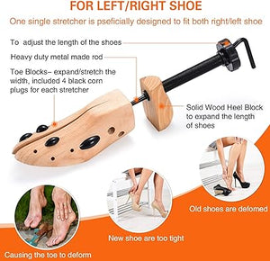 Left and right shoe stretchers ready to expand shoes overnight.