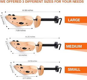 Shoe stretchers available in various sizes for different shoe types.
