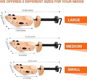 Shoe stretchers available in various sizes for different shoe types.