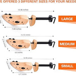 Shoe stretchers available in various sizes for different shoe types.