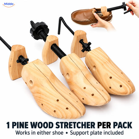 ShoeStretcher Pro pine wood shoe stretcher, sold individually with support plate.