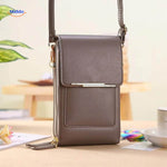Gray TouchScreenGo shoulder bag with durable compact form and touchscreen.