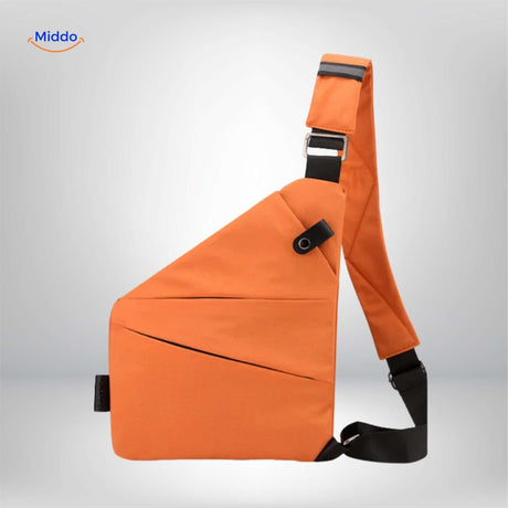 Stylish orange unisex shoulder bag Stratos sling design.