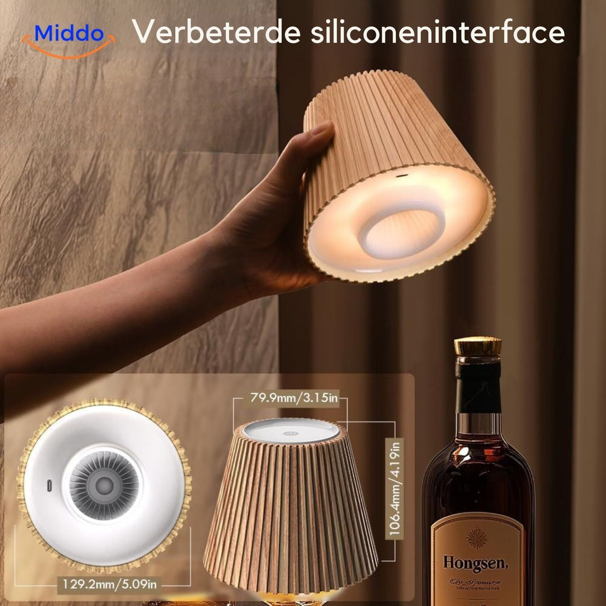 Silicone base adapter for fitting rechargeable lamps to any bottle neck.