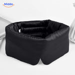 Black mulberry silk sleep mask with soft satin finish for comfortable all-night wear.