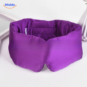 Light blue mulberry silk sleep mask offering reversible wear and hypoallergenic comfort.