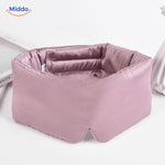 Light pink mulberry silk sleep mask with soft satin finish for superior sleep quality.