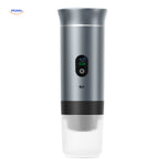 Silver espresso machine with advanced LED technology and display.