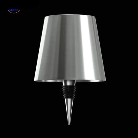 Silver rechargeable bottle lamp bringing modern bright accent lighting.