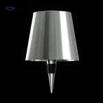 Silver rechargeable bottle lamp bringing modern bright accent lighting.