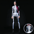 3D skeleton bodysuit with realistic rib bone detail and eerie Halloween costume design.