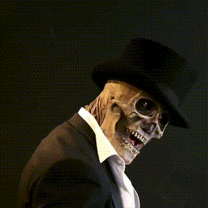 Skeleton mask costume with detailed facial features and lifelike bone design.