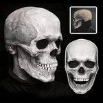 Realistic skull mask shown from front and side angles for Halloween costume.