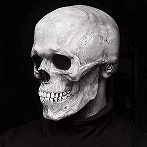 Grey skull mask side profile showing detailed latex skull texture.