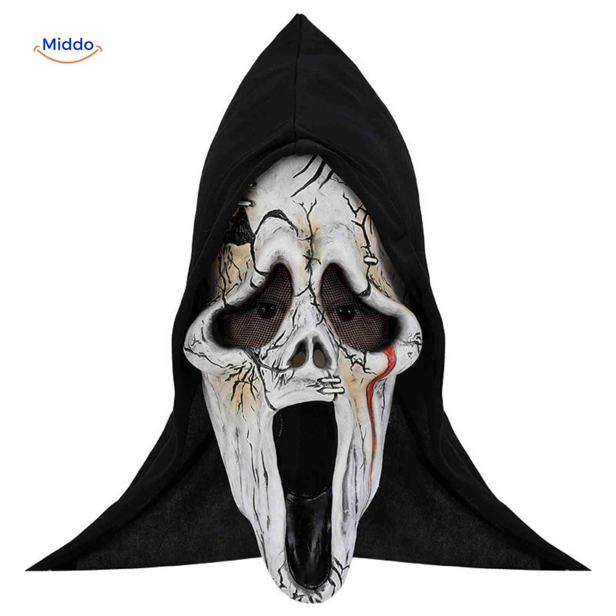 Skull-inspired horror mask with classic Scream design.