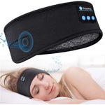 Black wireless sleep headband with integrated bluetooth for seamless connectivity.