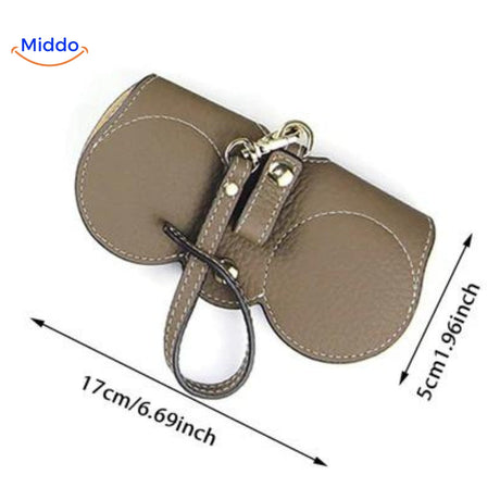 Compact glasses case dimensions and size specifications for eyewear compatibility.