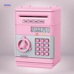 Smart ATM savings machine in classic black and silver design with secure PIN lock.