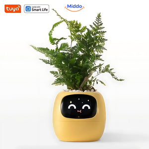 Self-watering planter in yellow finish with full automatic plant care and app monitoring.
