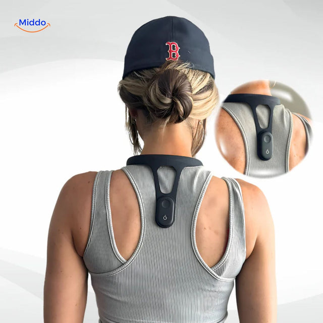 Smart posture corrector neck band designed to build confidence and improve posture.
