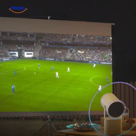 Smart projector featuring ultra HD image quality with premium 360 degree surround sound.