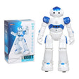 Smart robot in blue color designed for children eight years and older.