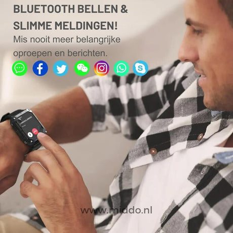 Smartwatch display showing health and fitness apps on screen.