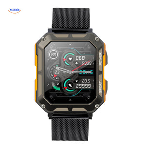 Steellink rugged smartwatch featuring vibrant orange casing.