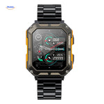 Steellink smartwatch with stainless steel casing in orange.