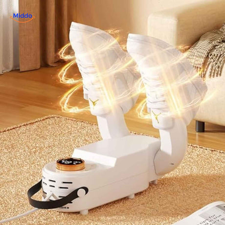 Sneaker dryer with warm air circulation for effective drying.