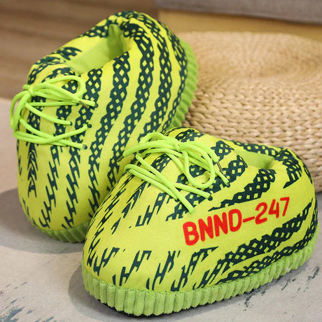 Vibrant green warm sneaker slippers with cozy feel and anti-slip sole.