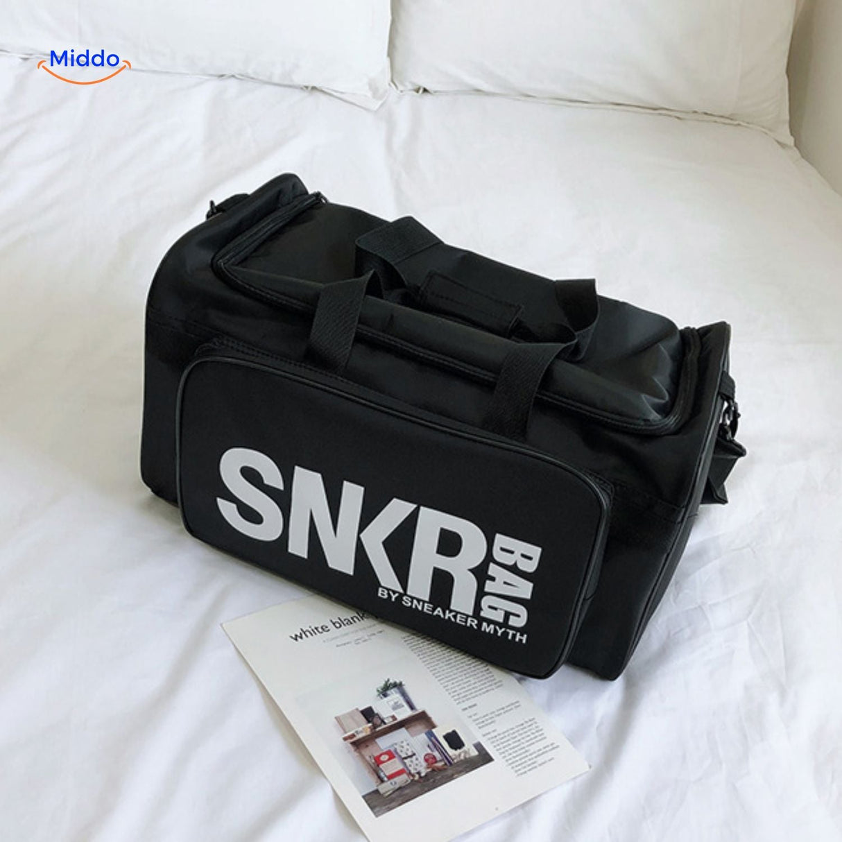 SNKRPro bag detailed branding and texture close-up view.