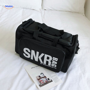 SNKRPro bag detailed branding and texture close-up view.