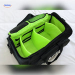 SNKRPro travel bag light green interior compartment and organization feature.