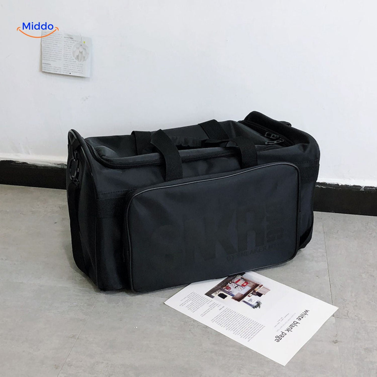 SNKRPro sports bag with light gray text shown from alternate angle.