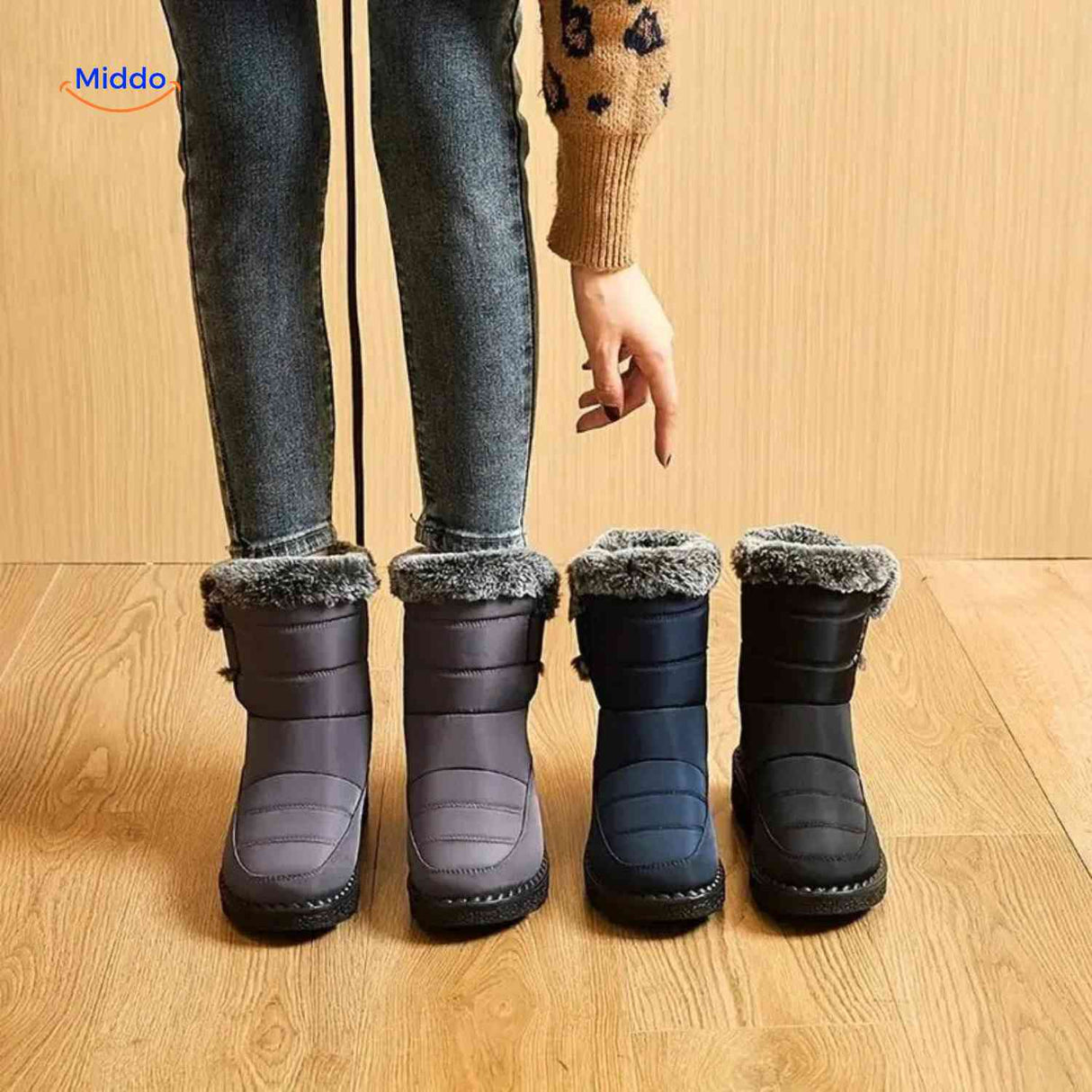 SnowLuxe winter boots pack featuring black and grey styles for versatile wear.