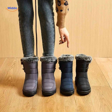 SnowLuxe winter boots pack featuring black and grey styles for versatile wear.