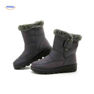 Grey SnowLuxe women's winter boots with waterproof finish and protective lining.