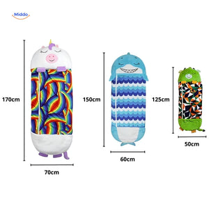 Snuggle sleeping bag measurement chart showing dimensions.