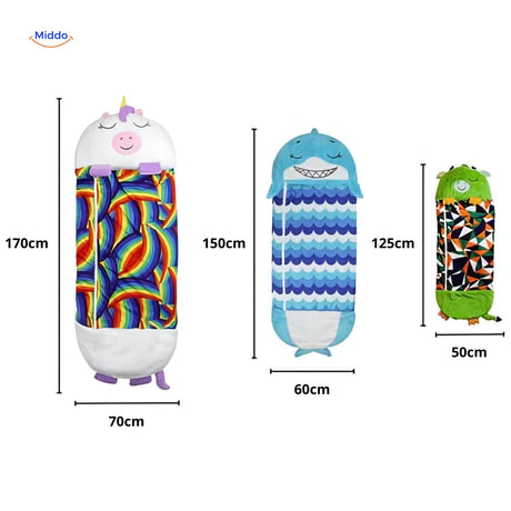 Snuggle sleeping bag measurement chart showing dimensions.