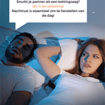 Couple sleeping peacefully together with SnurkStopper PRO anti-snore technology.