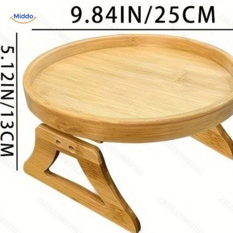 ComfyGrip sofa table dimensions displayed to show universal armrest fit compatibility.