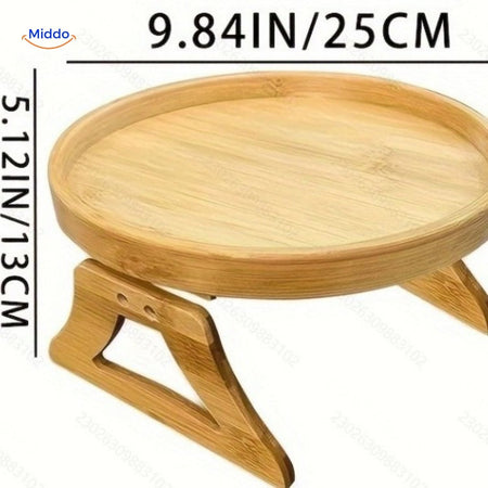 ComfyGrip sofa table dimensions displayed to show universal armrest fit compatibility.
