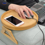 ComfyGrip foldable sofa table supporting smartphone and mouse for portable laptop workspace.