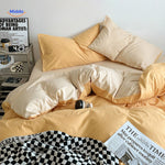 Comfortable dorm bedding set combining dark grey and blue tones