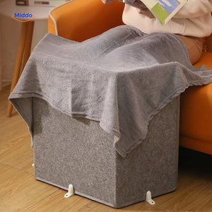 Gentle 3D heating pad snuggled under blanket for cozy warmth.